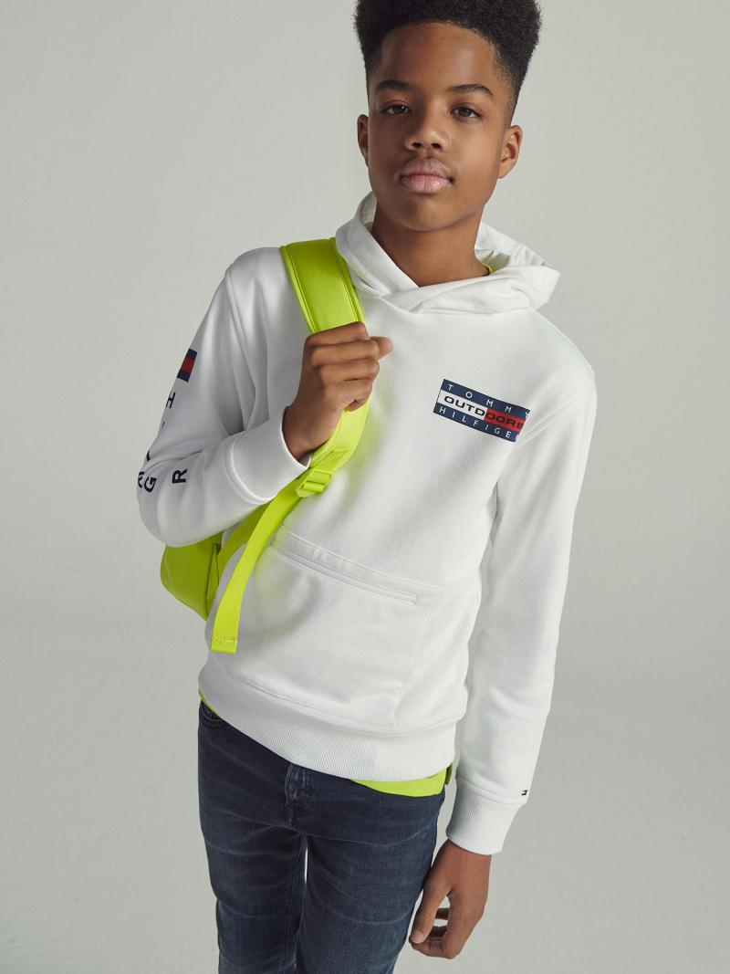 Fiú Tommy Hilfiger Organic Pamut Expedition Hoodies Fehér | HU 2116UZG